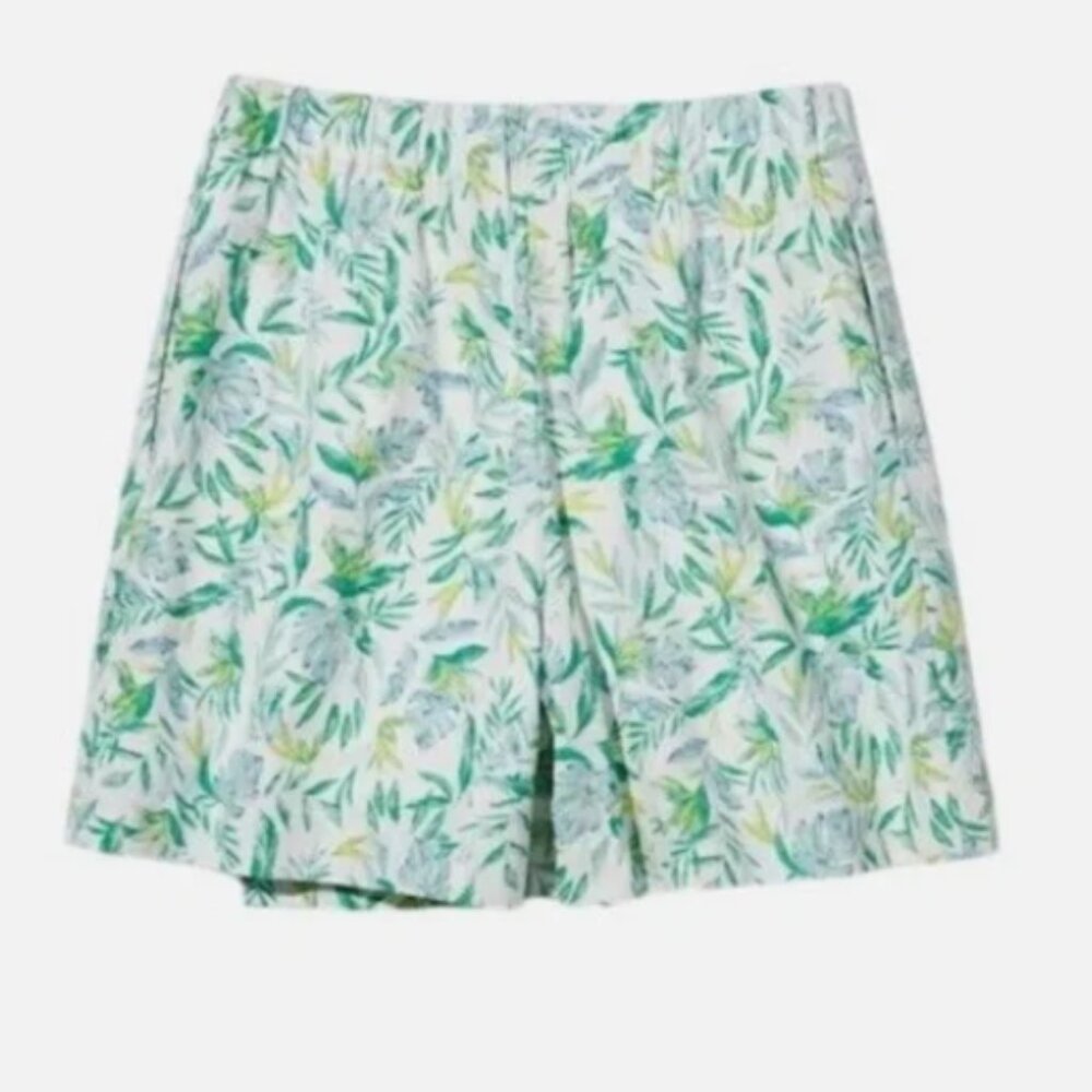 Ellen Tracy Women’s Floral Print Linen Blend Short, Green Combo, Small - Picture 2 of 3